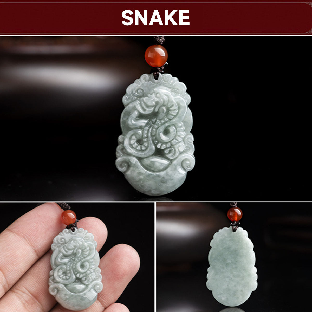 Chinese Zodiac Jade Pendant - 12 Animal Signs, Unisex Style, Natural Jade Jewelry for Daily Wear